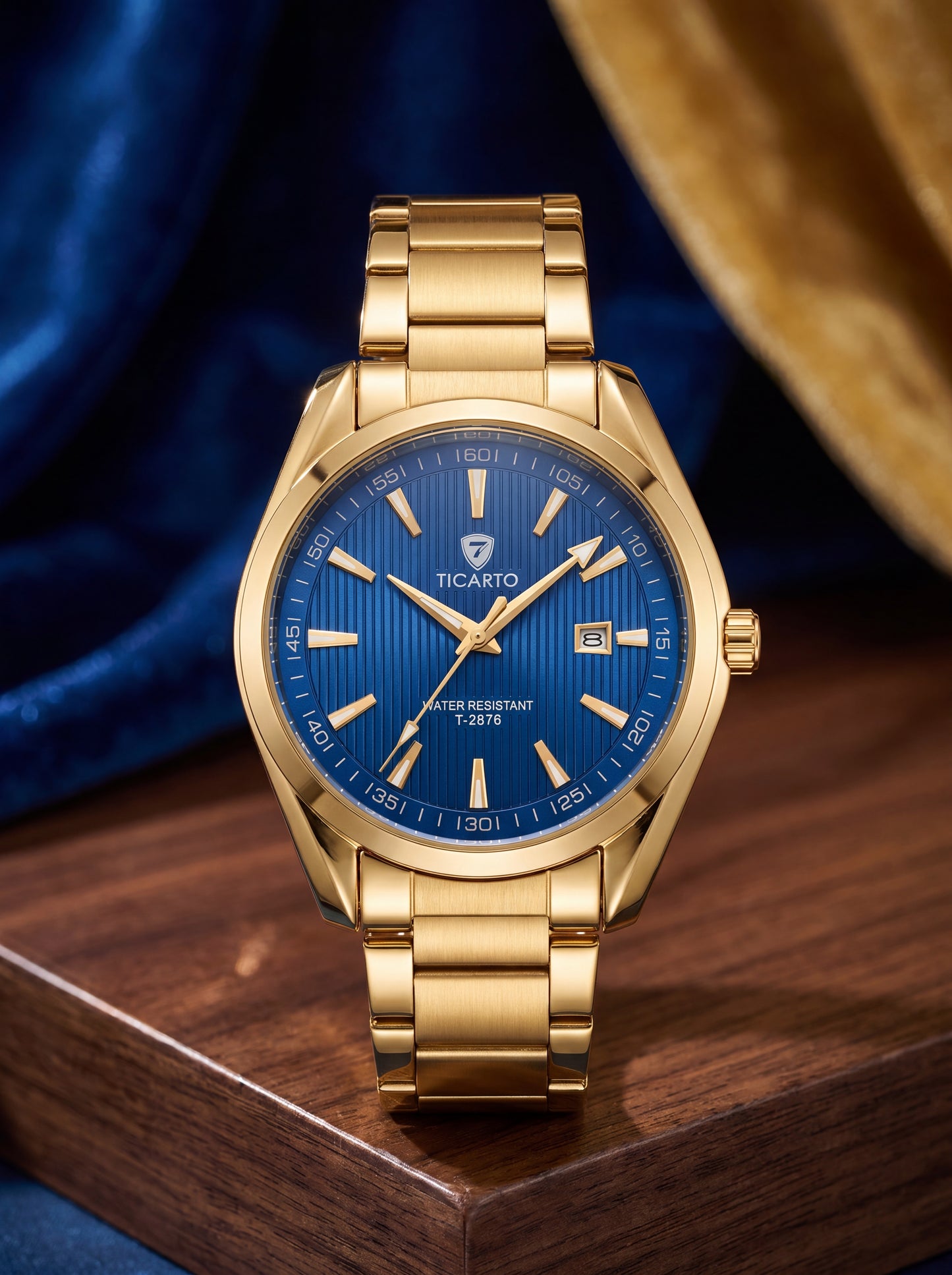 Ticarto T-2876 Royal Blue & Gold Luxury Watch