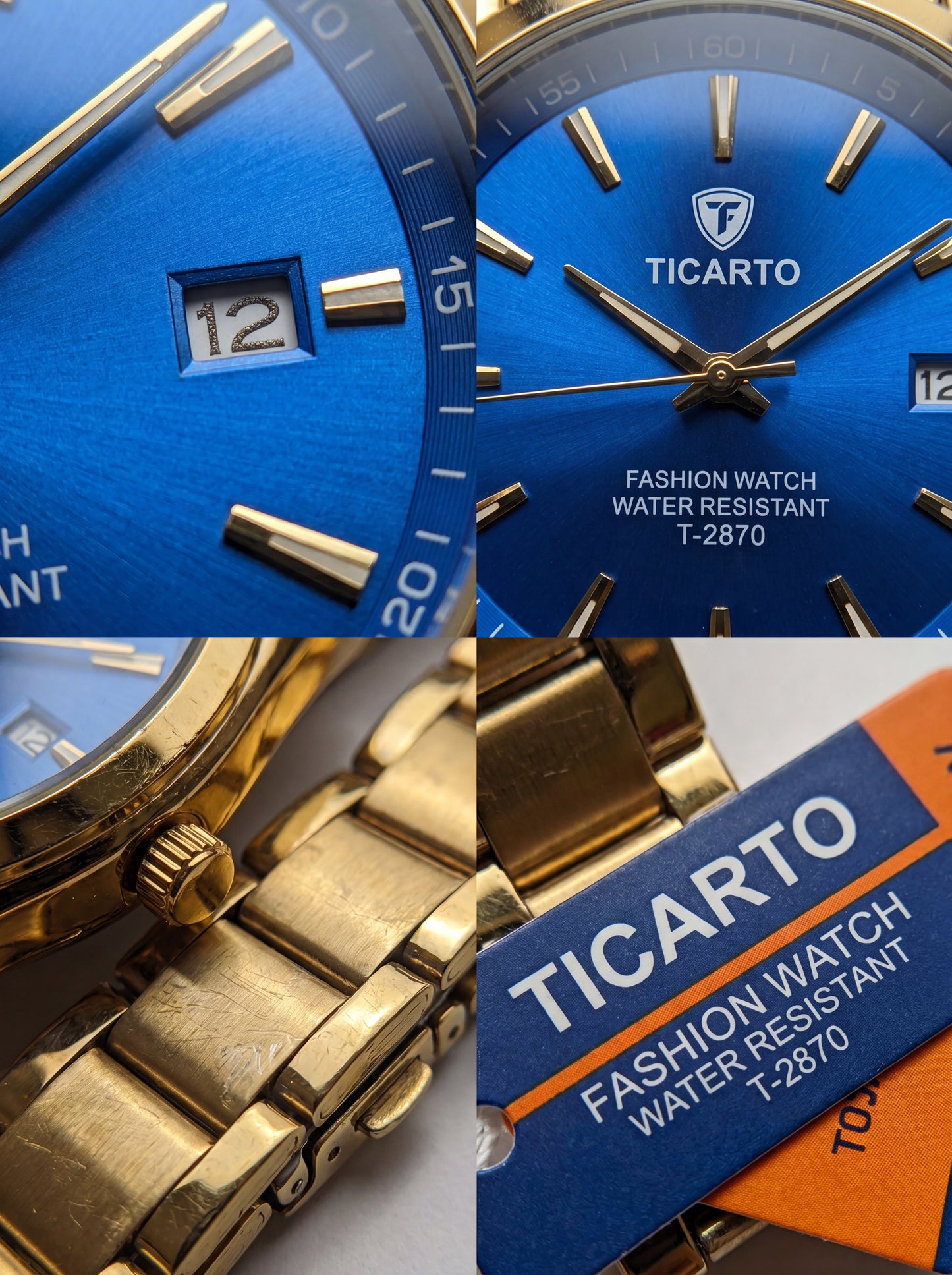 Ticarto T-2876 Royal Blue & Gold Luxury Watch