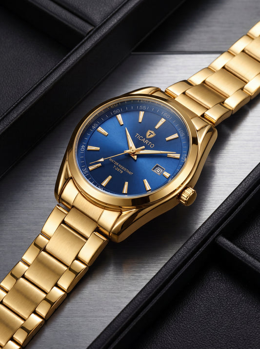 Ticarto T-2876 Royal Blue & Gold Luxury Watch