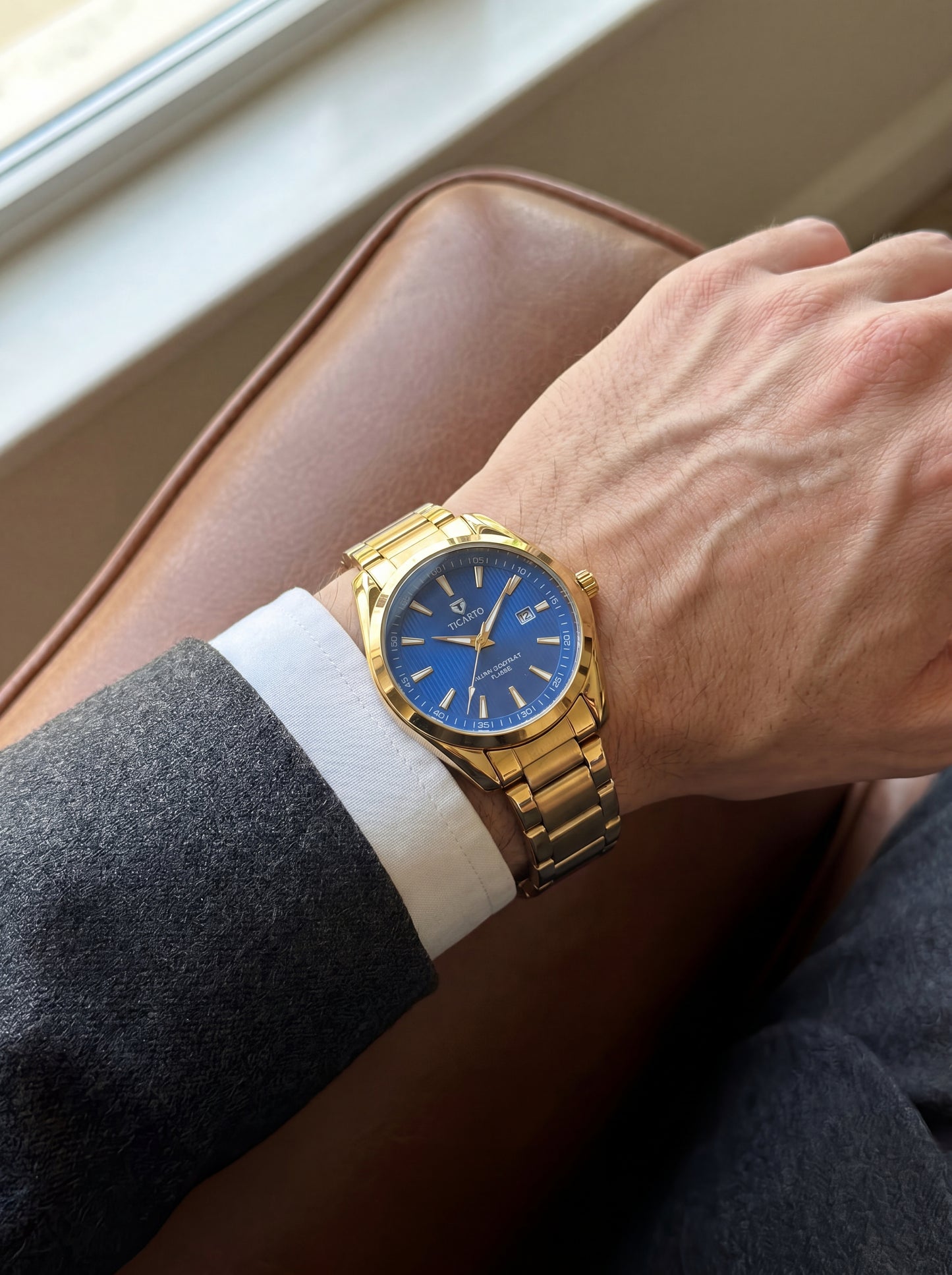 Ticarto T-2876 Royal Blue & Gold Luxury Watch