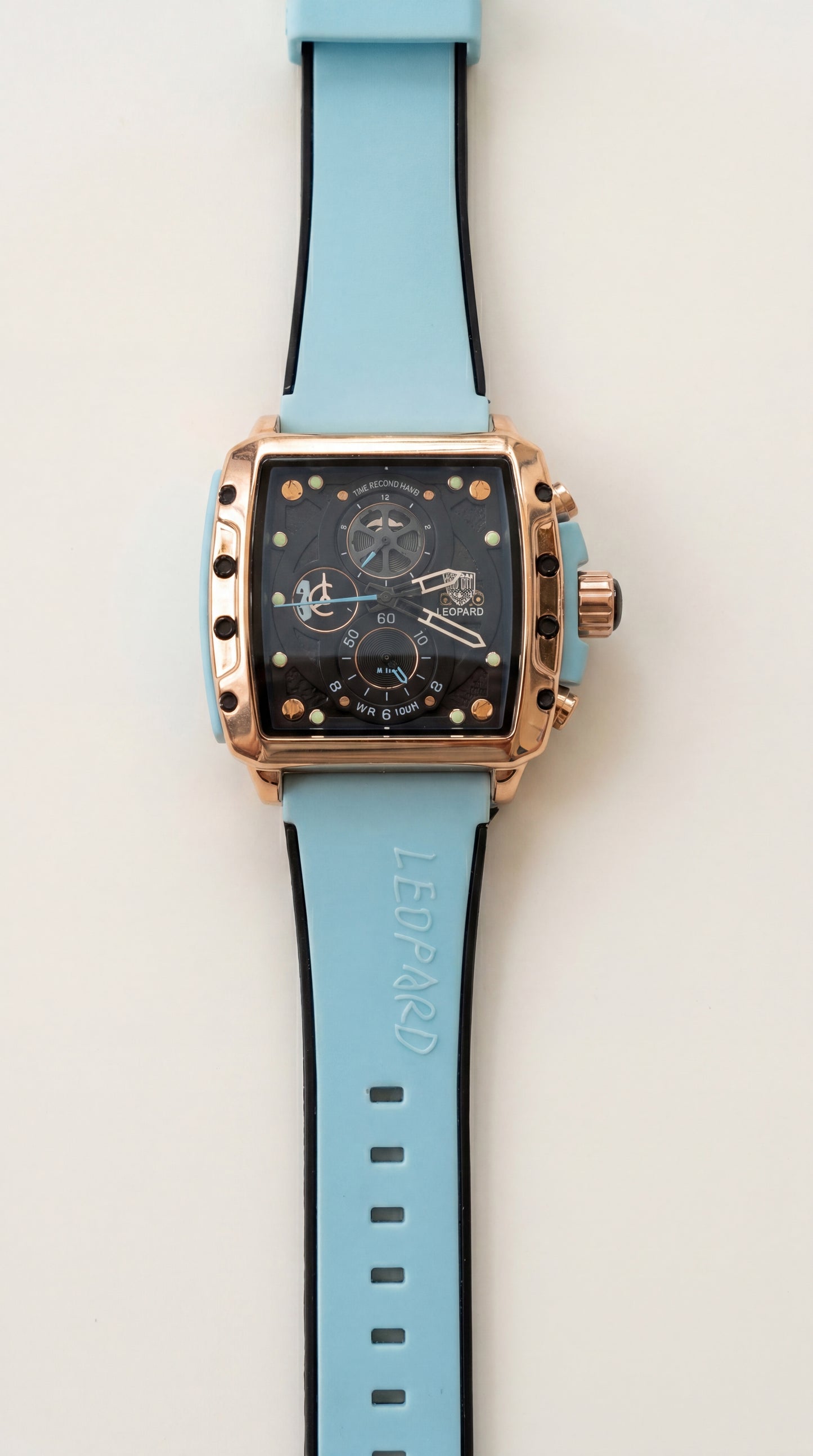 Leopard Rose Gold Tonneau Chronograph – Tactical Olive Green Edition