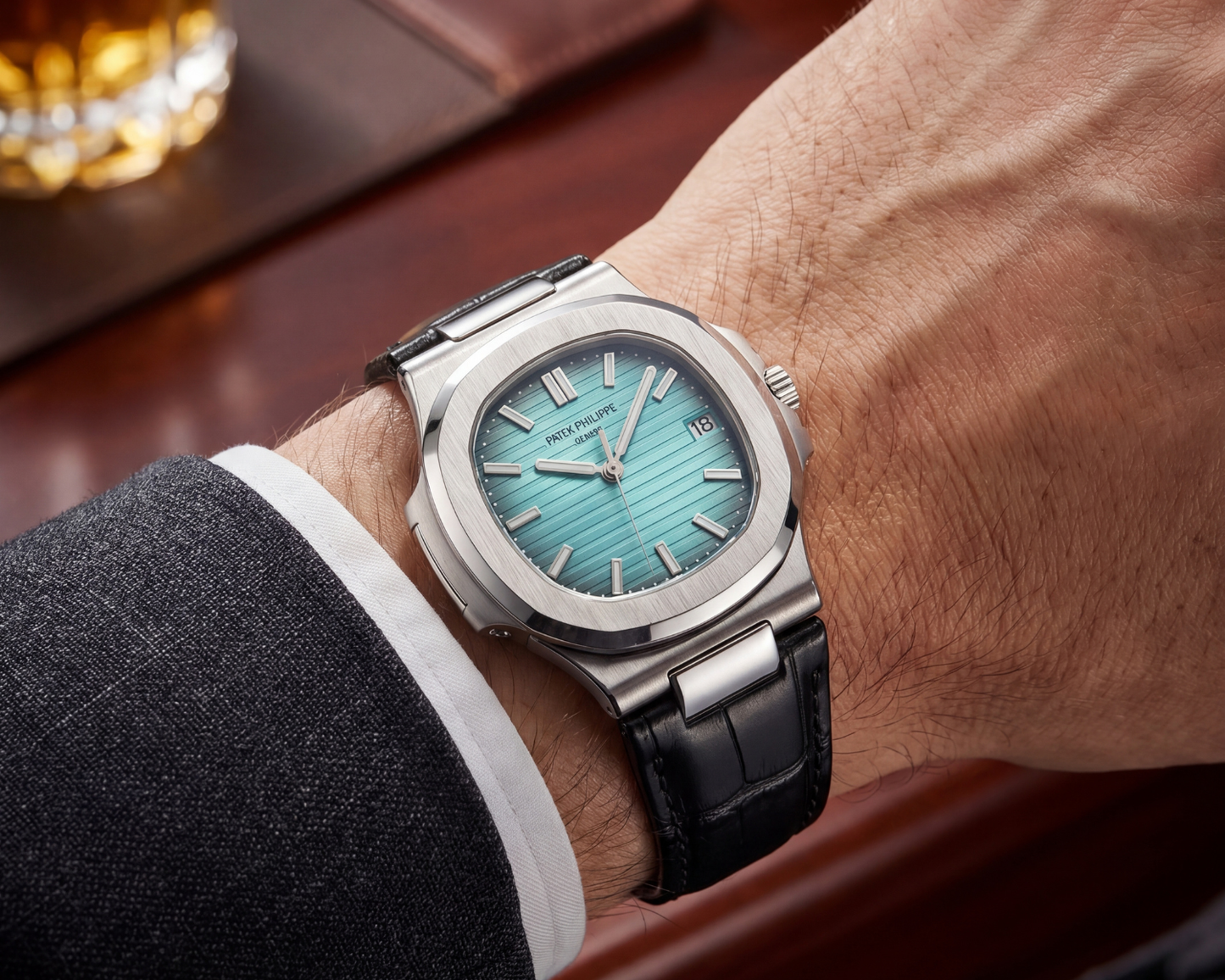 uxury Ice Blue Dial Stainless Steel Executive Watch