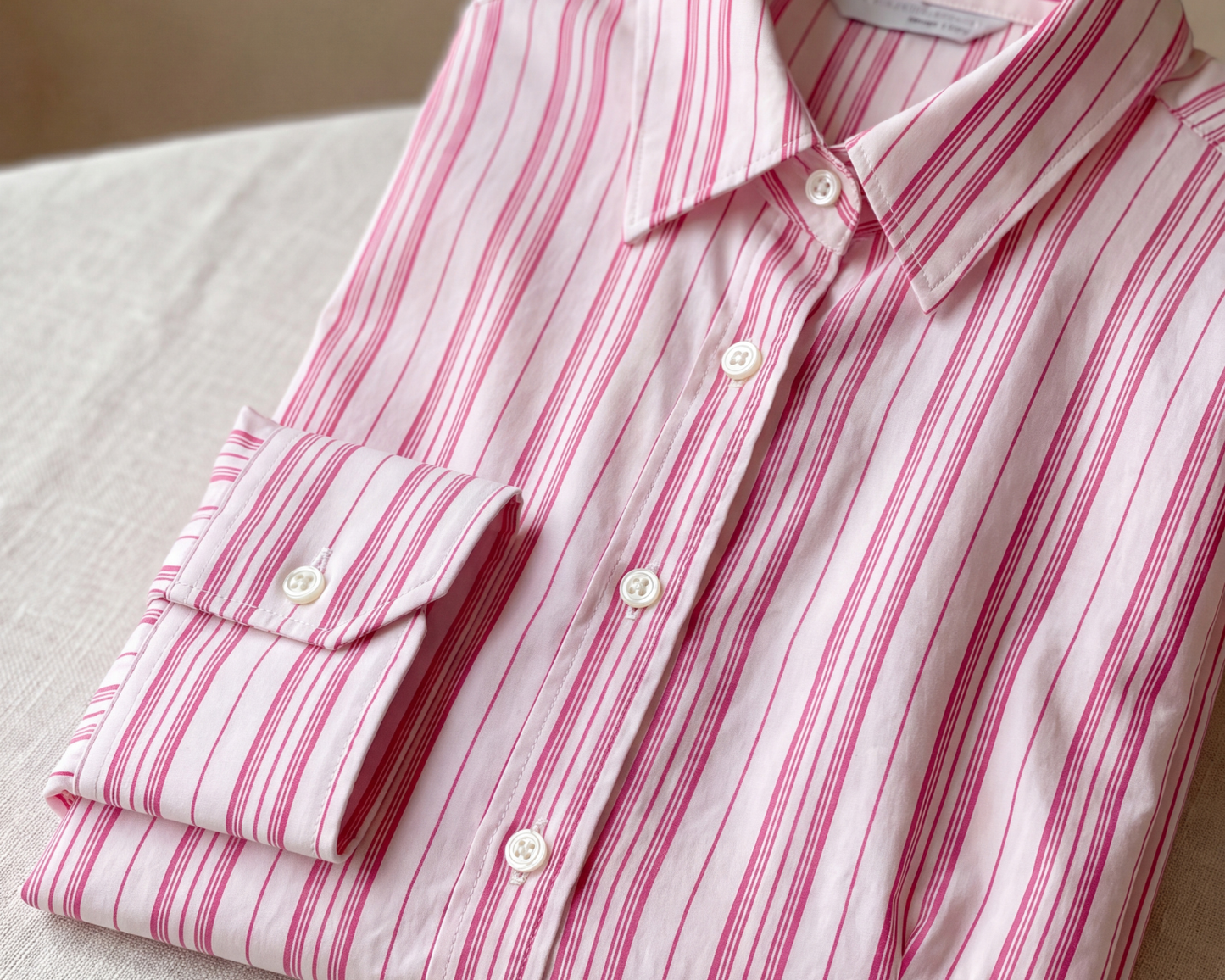 Amaranto Classic Pink & White Striped Tailored Shirt