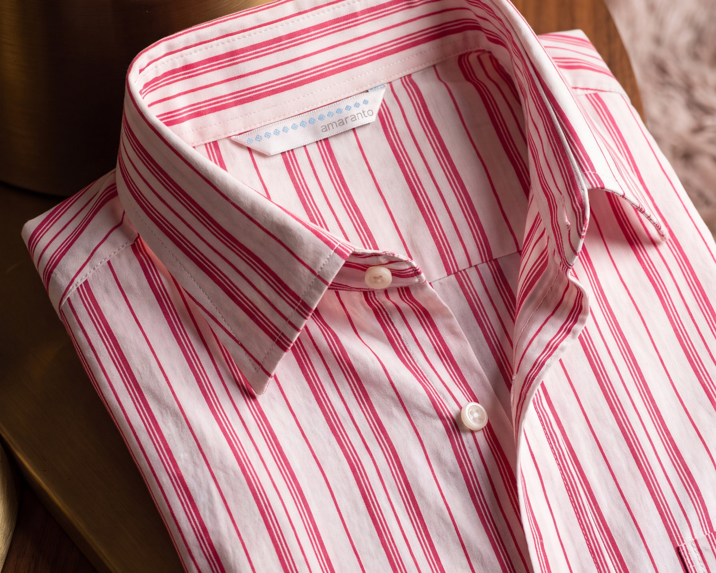 Amaranto Classic Pink & White Striped Tailored Shirt