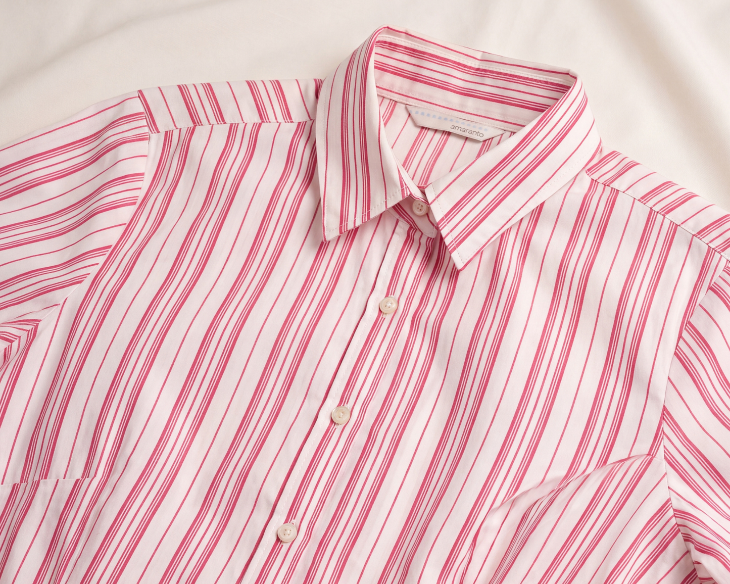 Amaranto Classic Pink & White Striped Tailored Shirt