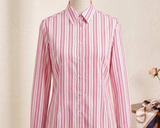 Amaranto Classic Pink & White Striped Tailored Shirt