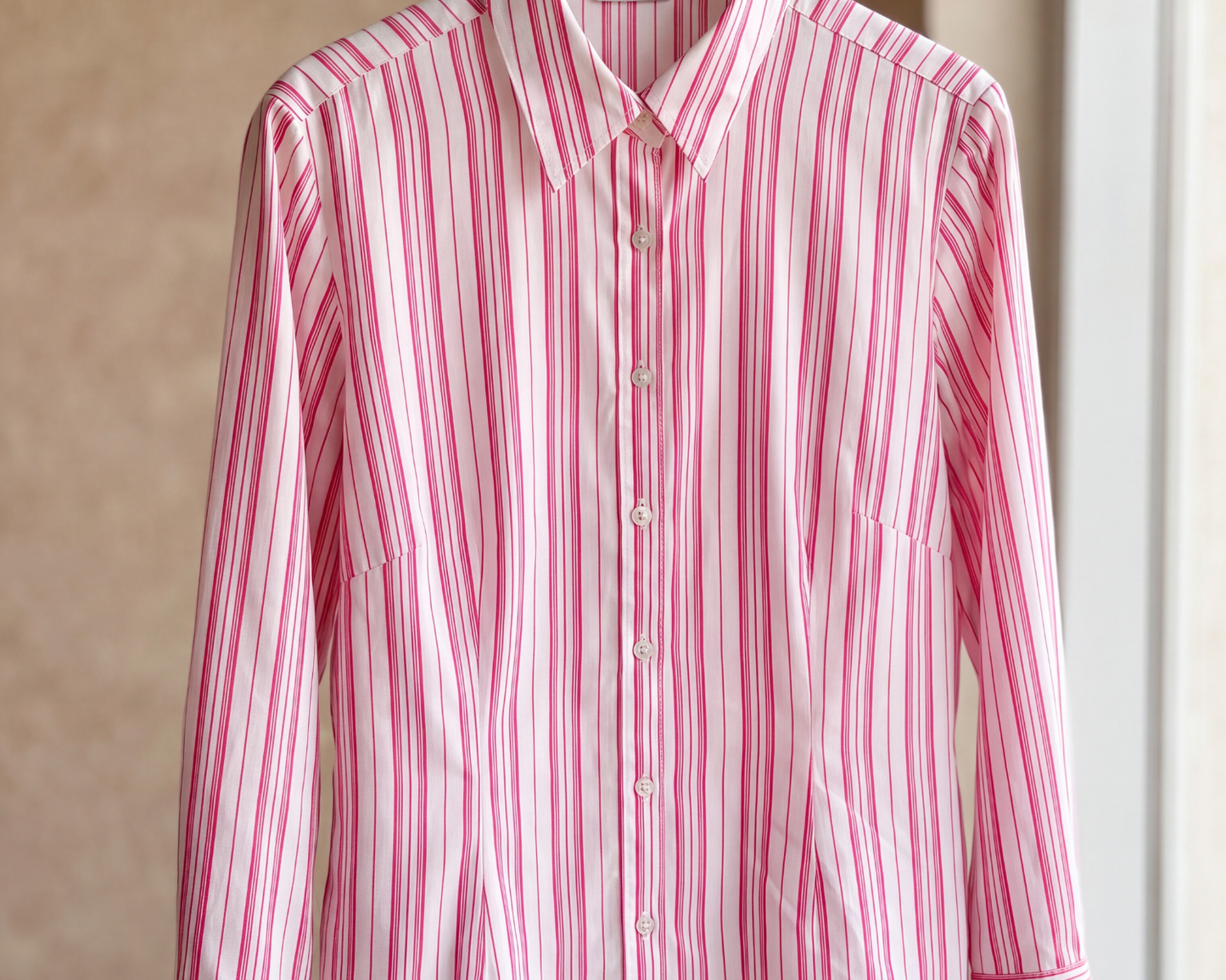 Amaranto Classic Pink & White Striped Tailored Shirt