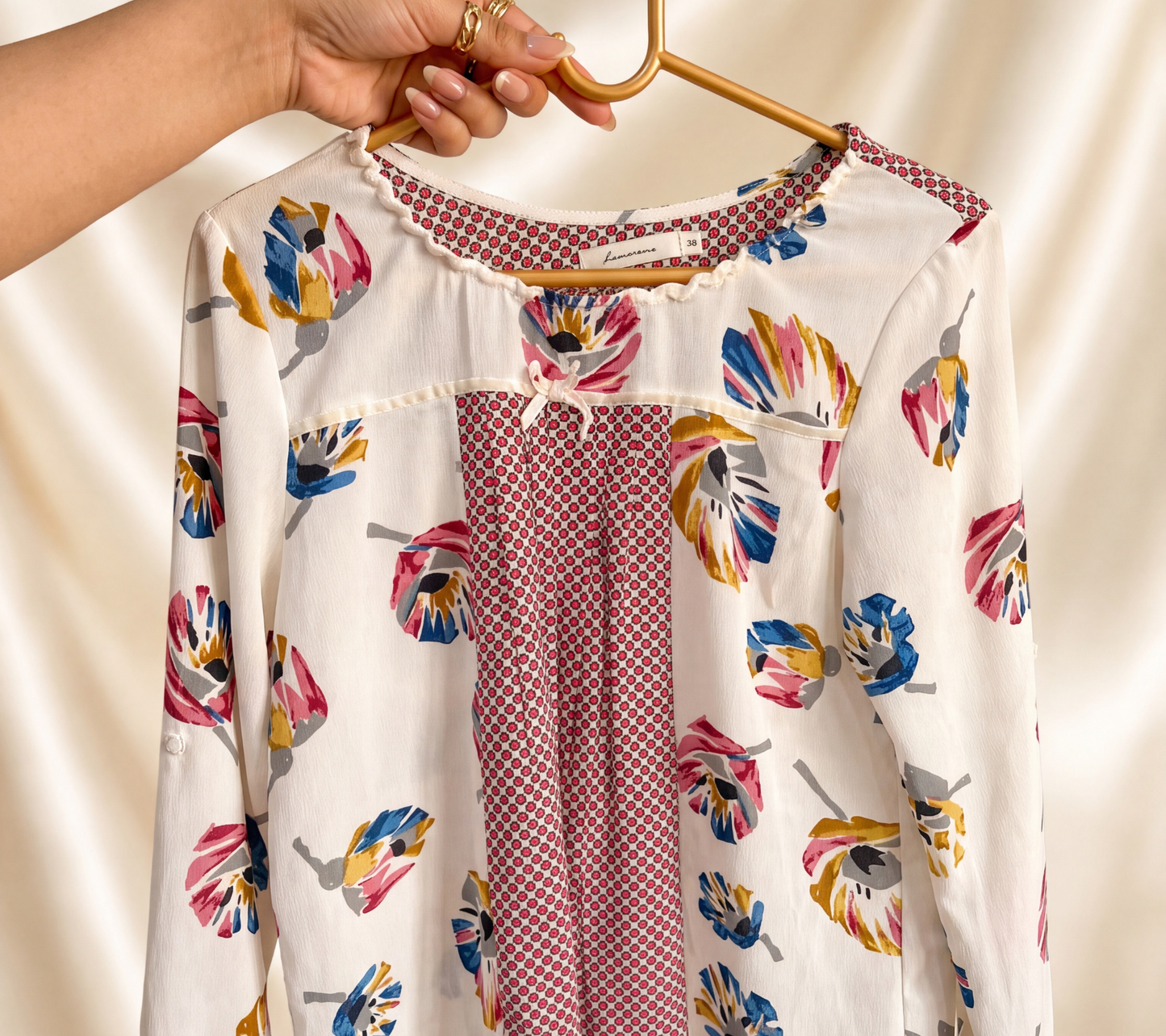 Lamorena Women's Mixed Floral Print Crepe Blouse - Size 38