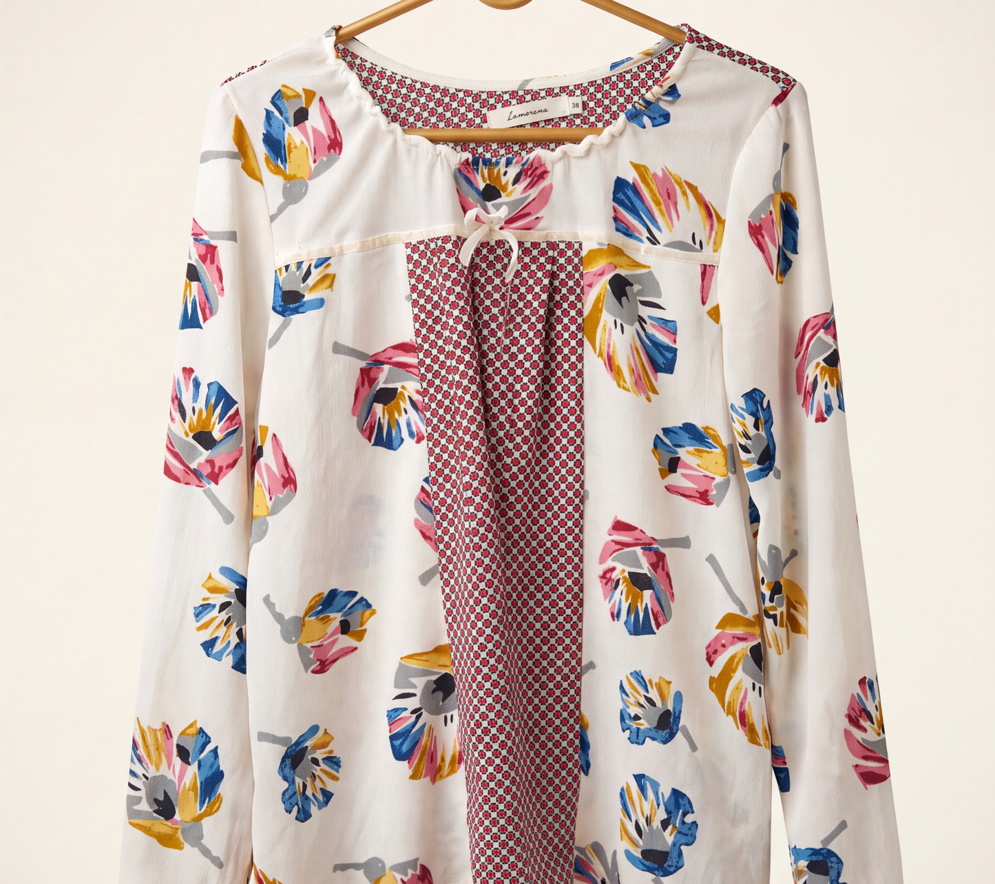 Lamorena Women's Mixed Floral Print Crepe Blouse - Size 38