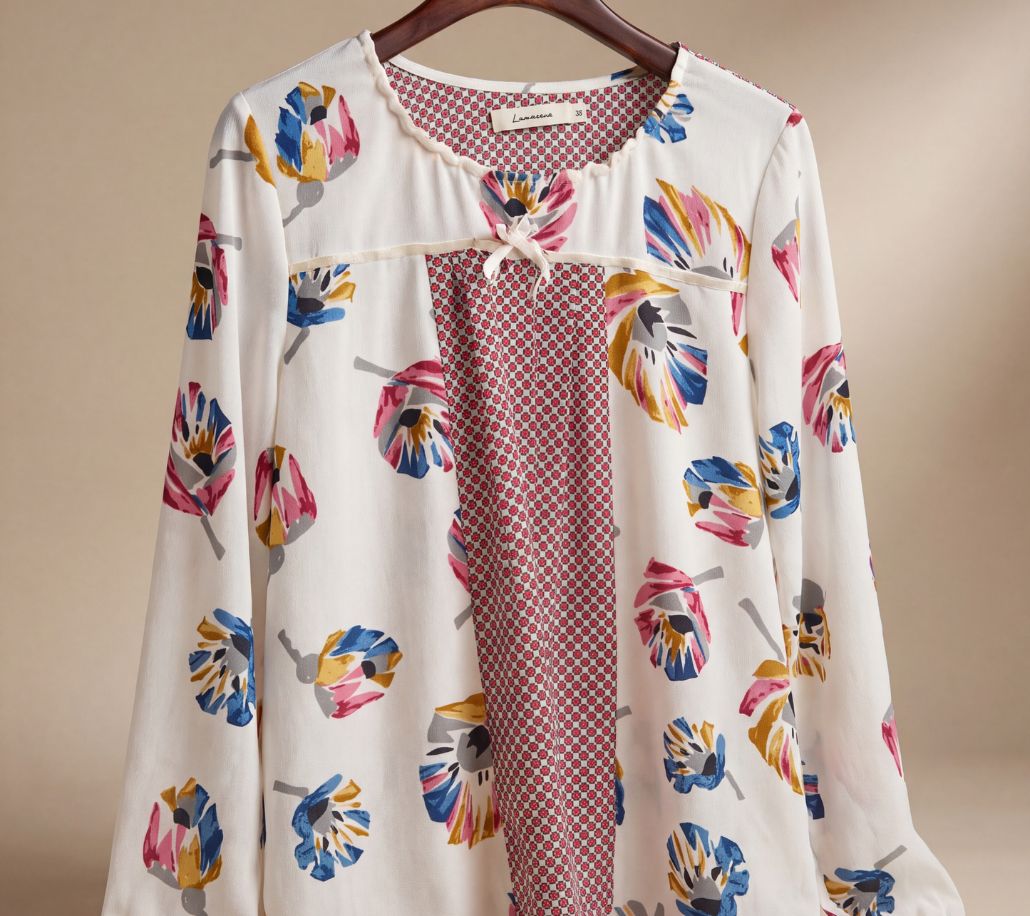 Lamorena Women's Mixed Floral Print Crepe Blouse - Size 38