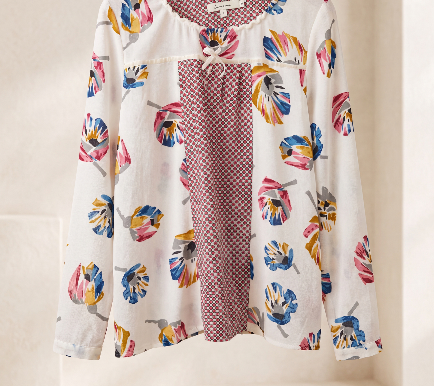 Lamorena Women's Mixed Floral Print Crepe Blouse - Size 38
