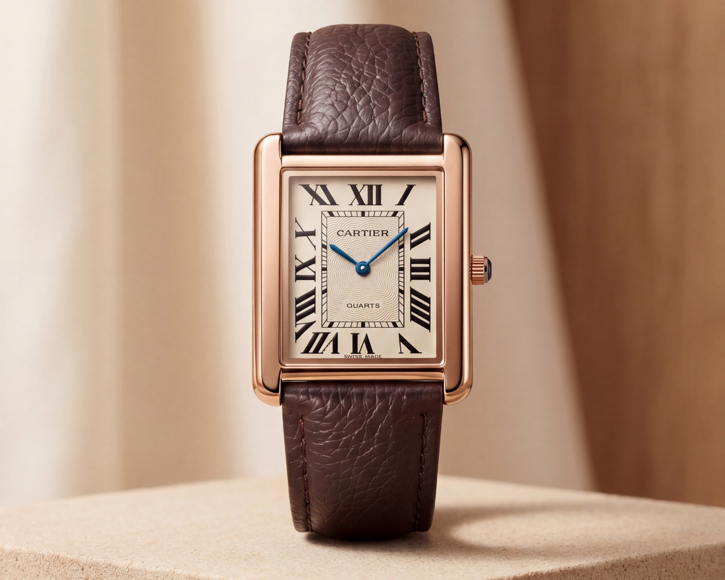 Cartier Tank Classic Brown Leather – Rose Gold Rectangular Luxury Watch