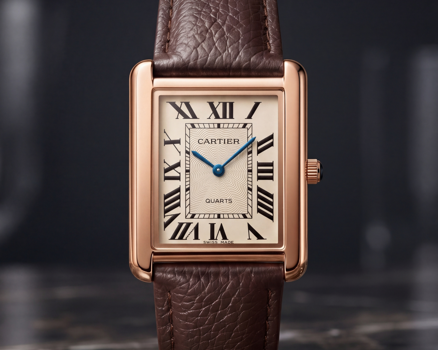 Cartier Tank Classic Brown Leather – Rose Gold Rectangular Luxury Watch