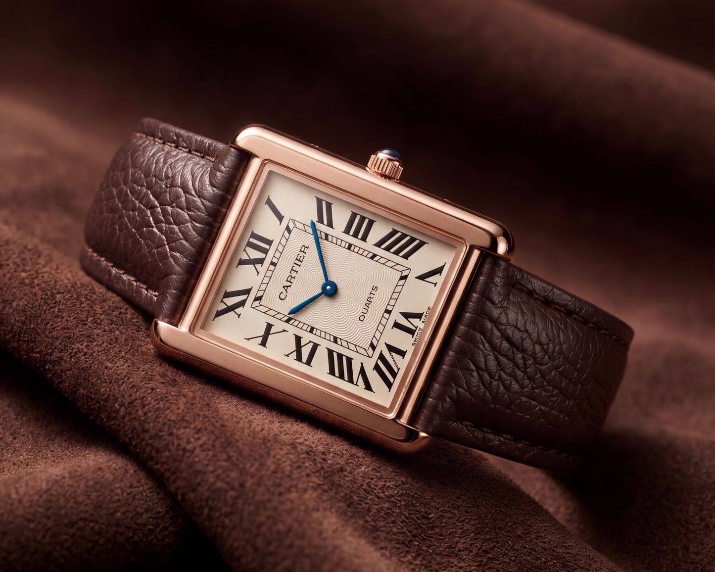Cartier Tank Classic Brown Leather – Rose Gold Rectangular Luxury Watch
