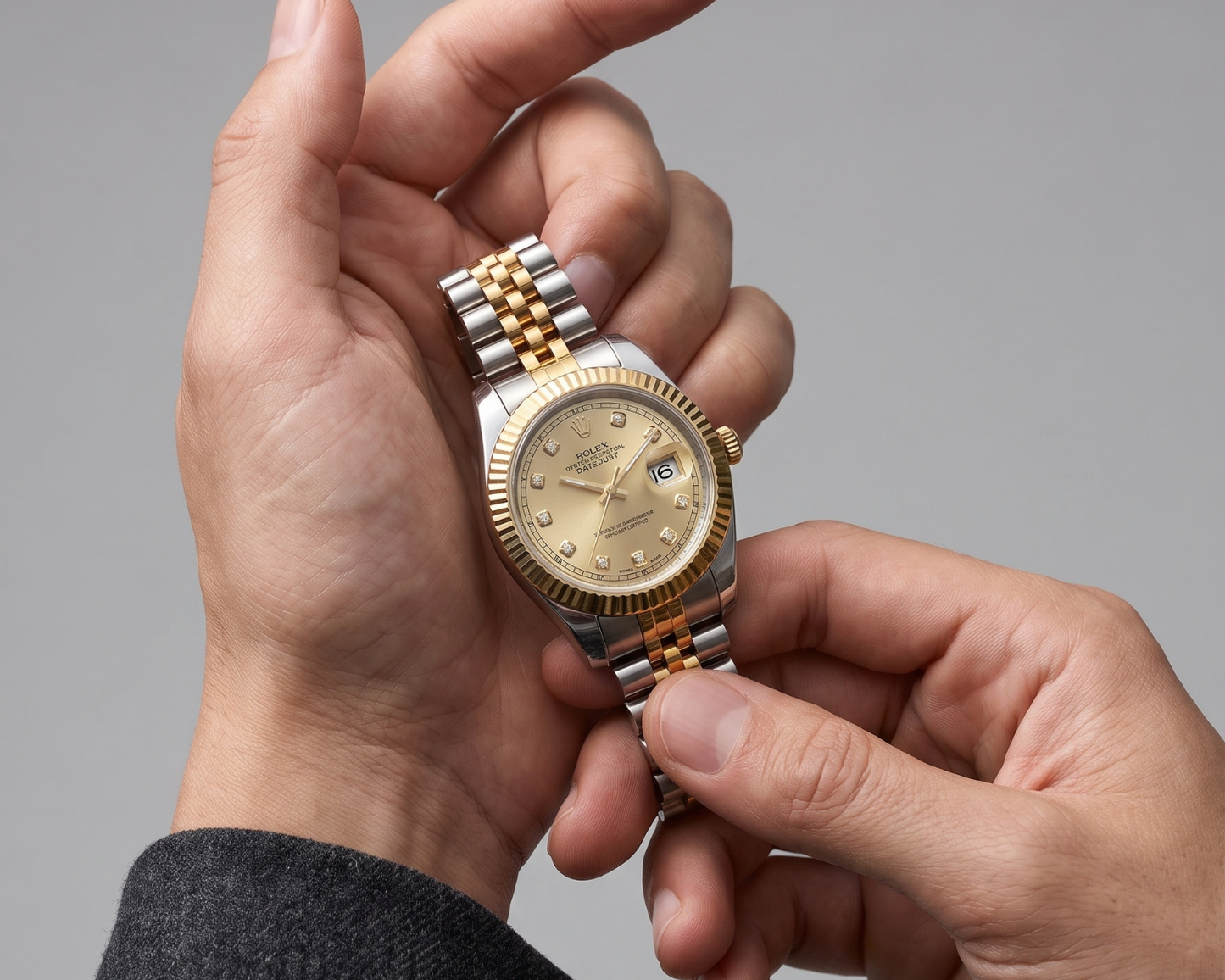 Premium Rolex Two-Tone Datejust Watch – Champagne Diamond Dial with Jubilee Bracelet