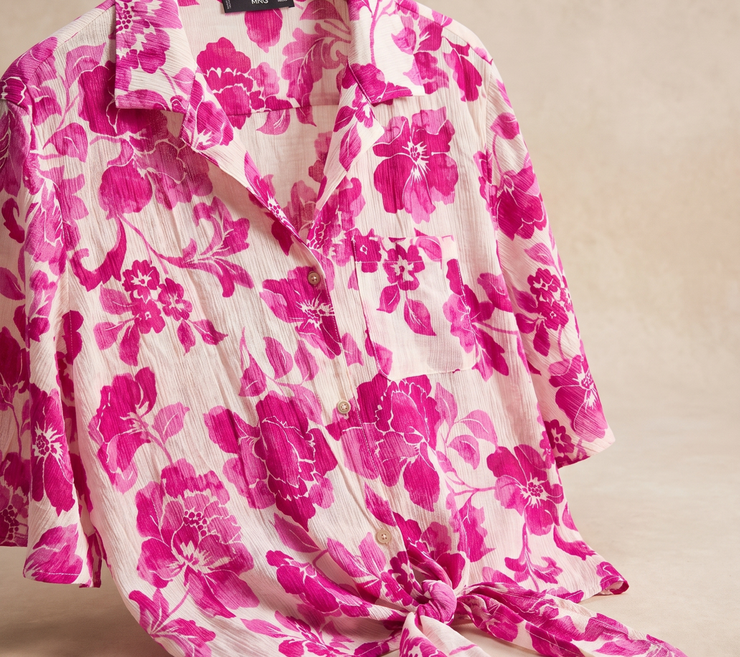 Mango (MNG) Vibrant Pink Floral Button-Down Shirt