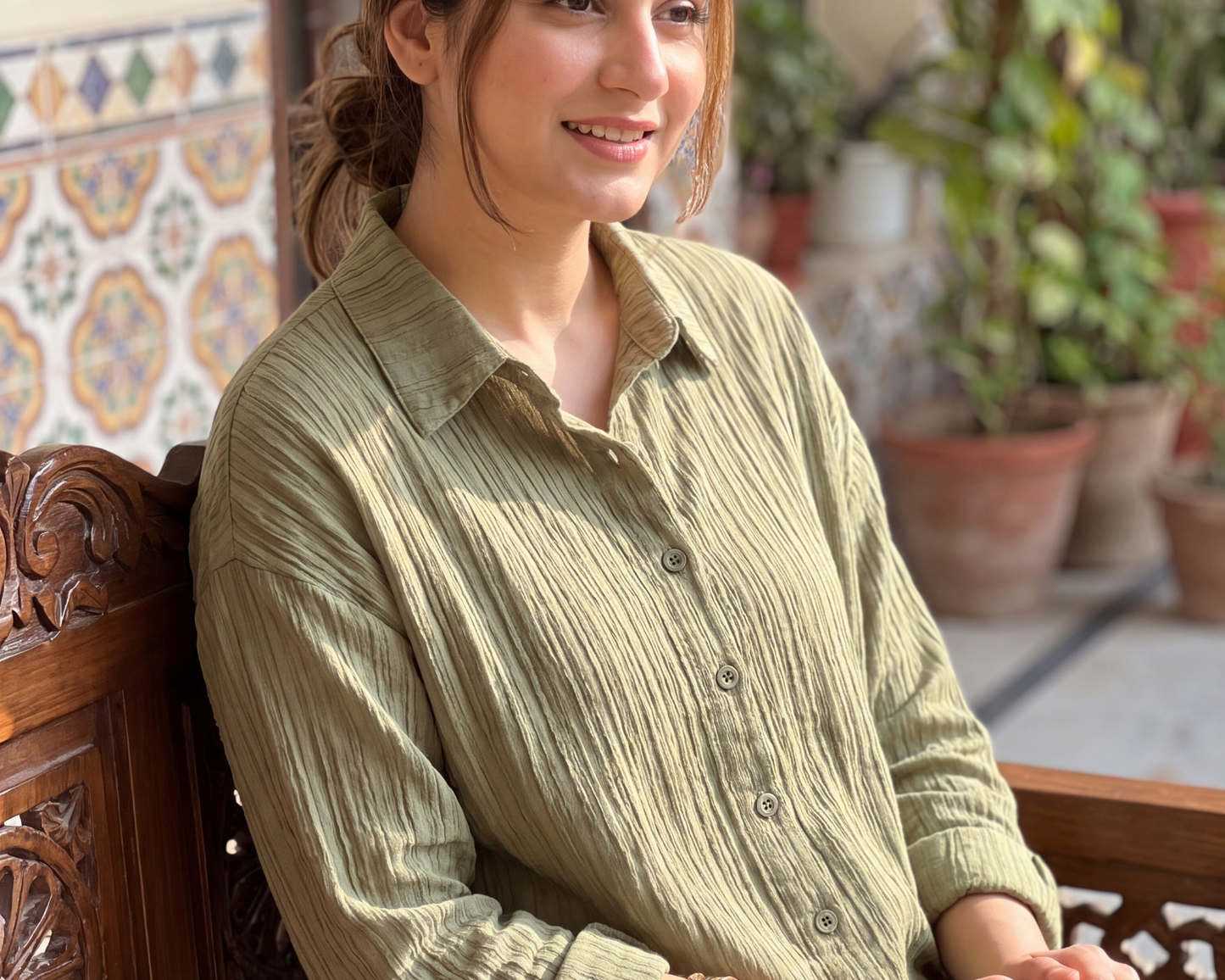 Thrifted Find: Emery Rose Textured Sage Green Button-Down