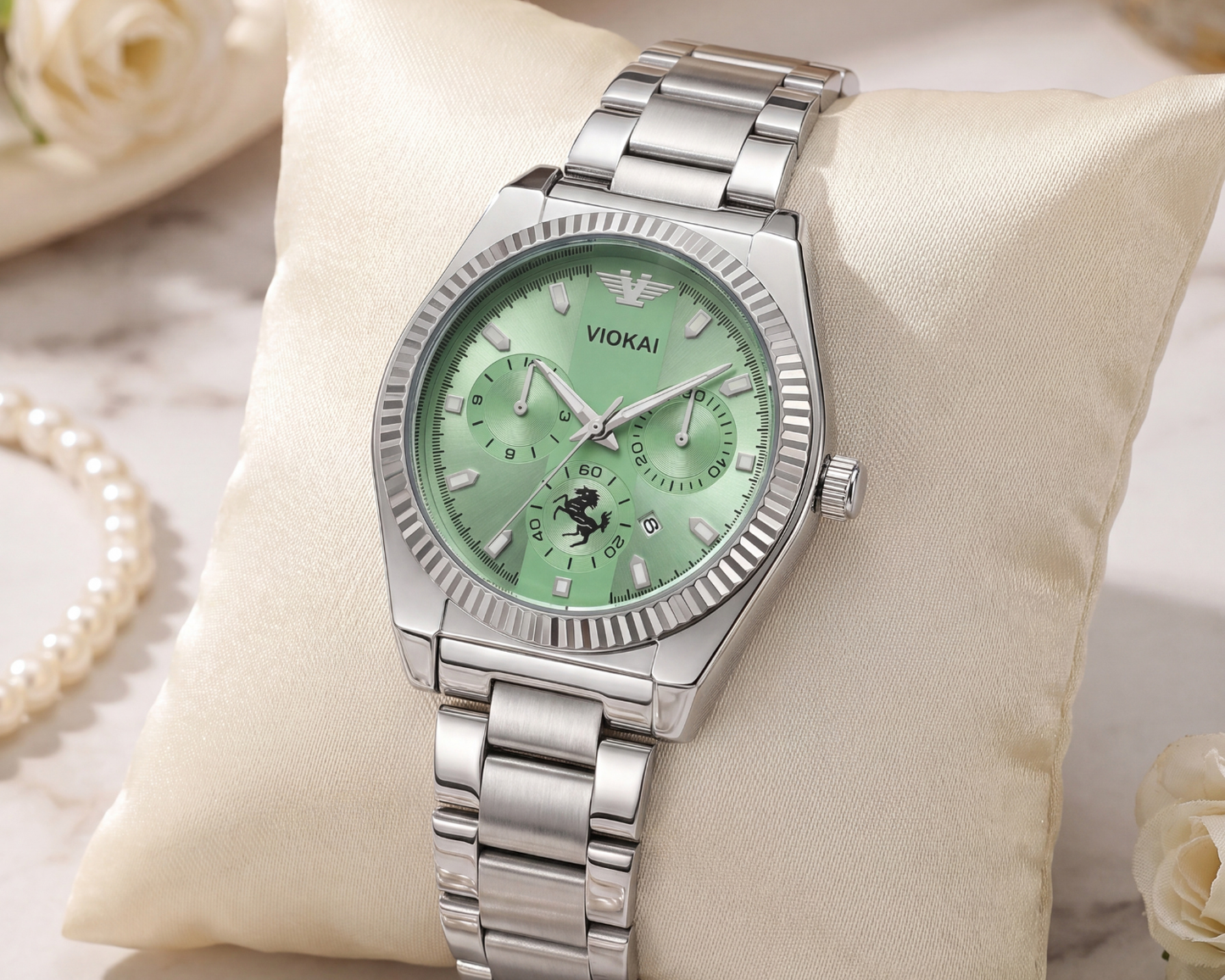 VIOKAI Women's Classic Luxury Watch | Sunburst Green Dial