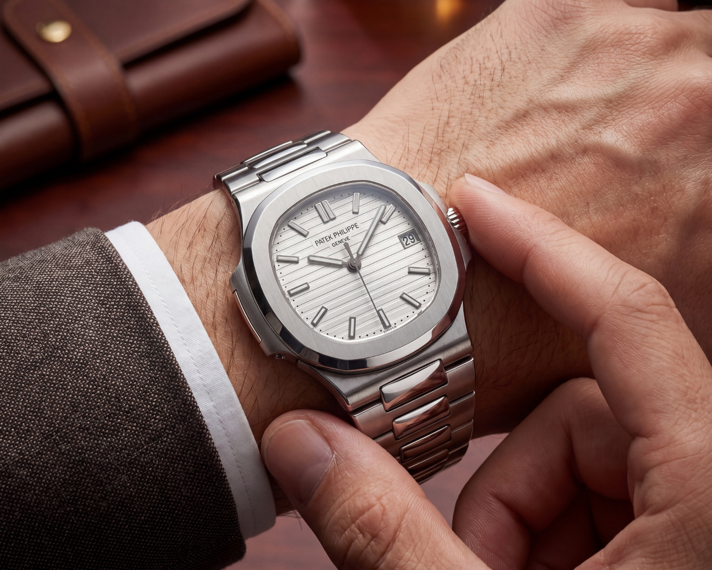 Patek Philippe Nautilus Stainless Steel with WhiteDial