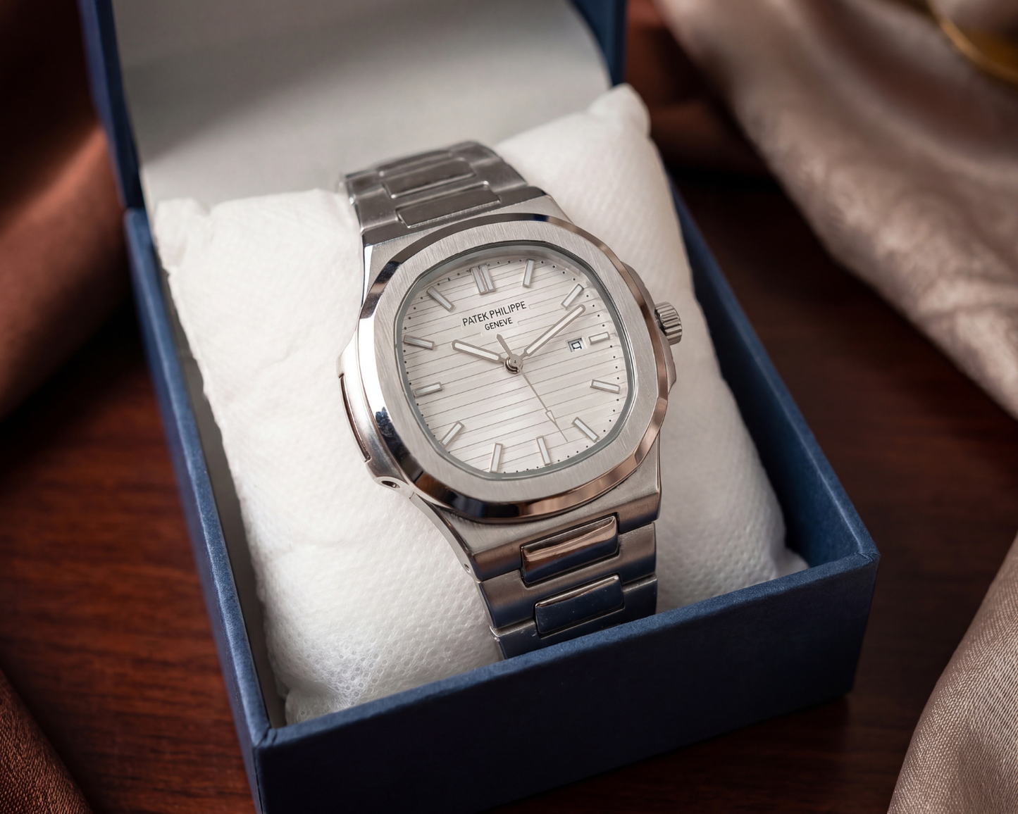 Patek Philippe Nautilus Stainless Steel with WhiteDial