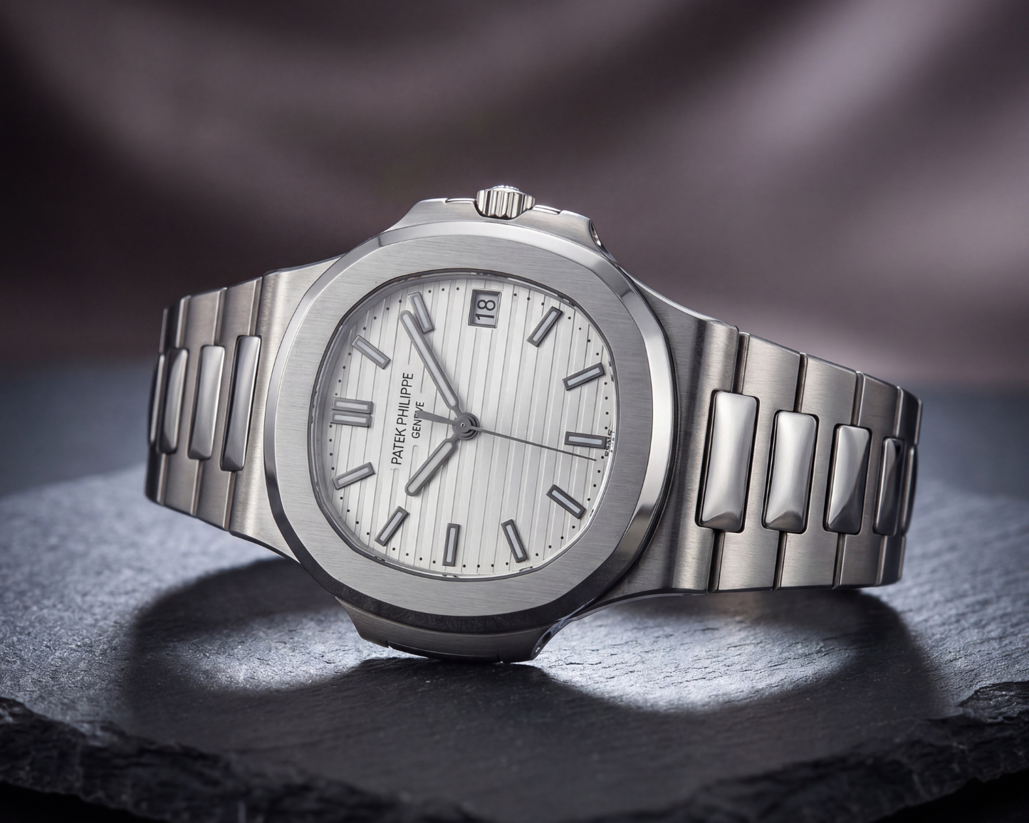 Patek Philippe Nautilus Stainless Steel with WhiteDial