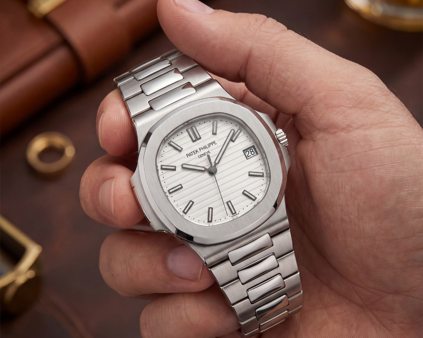 Patek Philippe Nautilus Stainless Steel with WhiteDial
